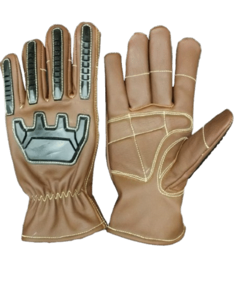 Super Grip SG-6090 Premium Impact Gloves - Brown Leather & TPR